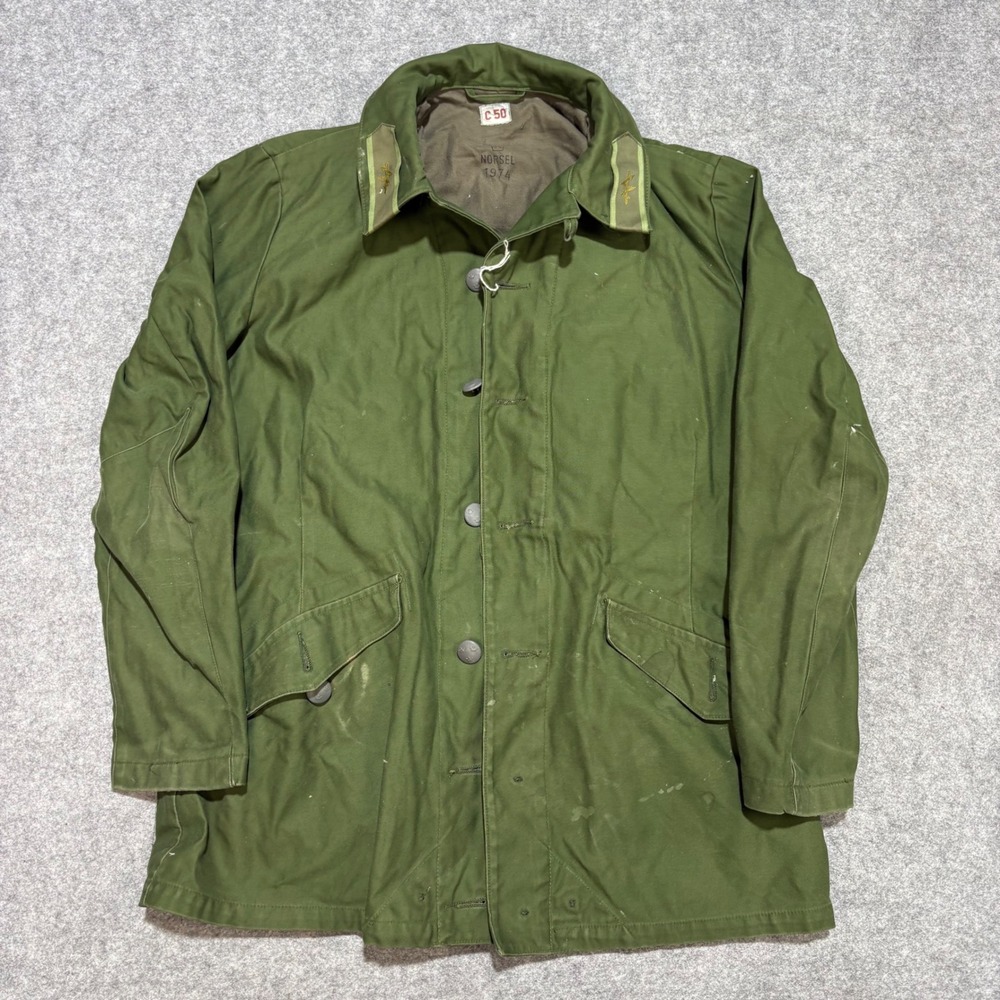 Vintage 1974 Swedish Military M59 Field Jacket Norsel Olive Green C50 Mens